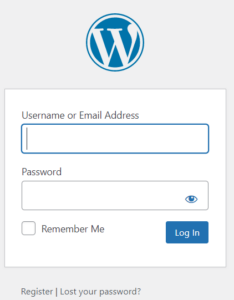 Wordpress website log in