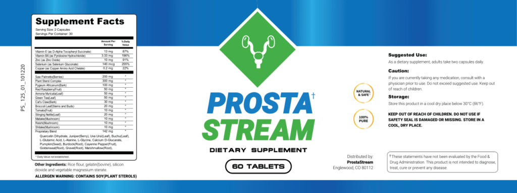 Product Label of Prostastream