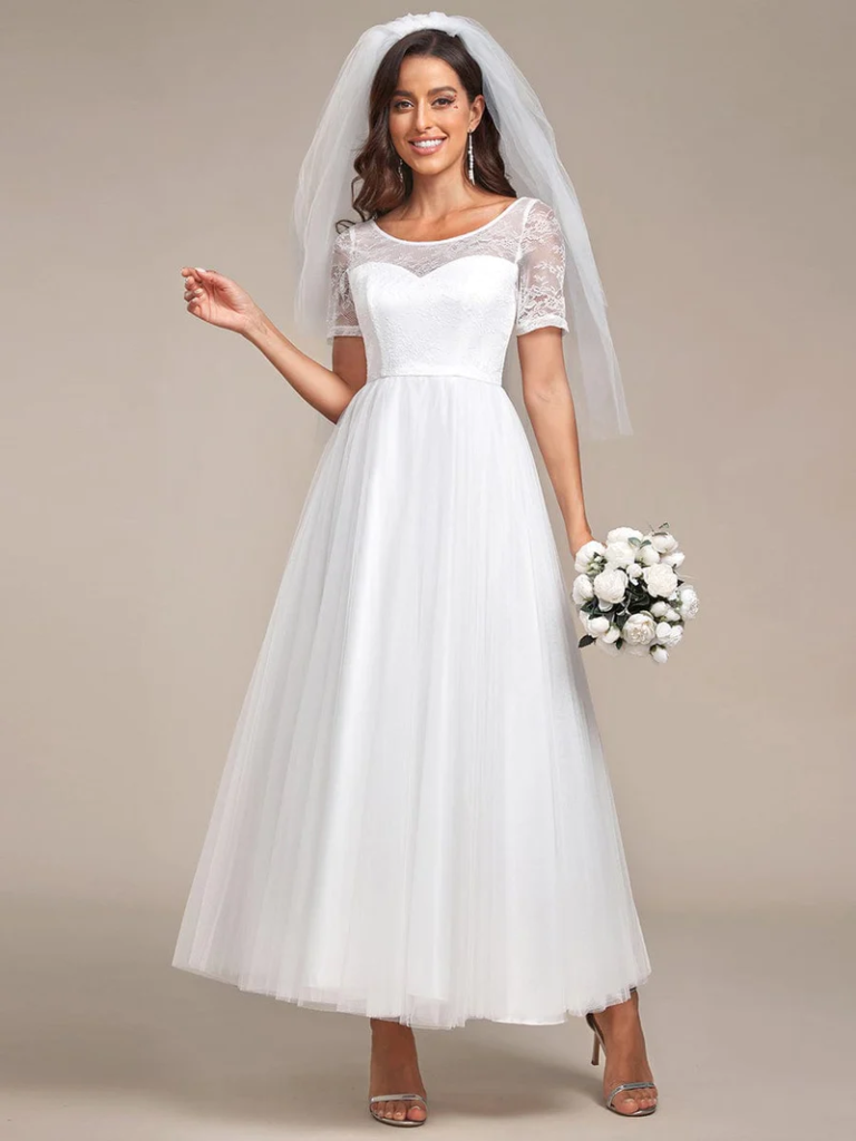 Image From: Ever-Pretty - Short Sleeve Wedding Dress