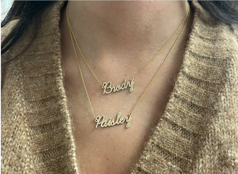 Image from: Van Der Hout Jewelry: Gold Diamond Name Necklace