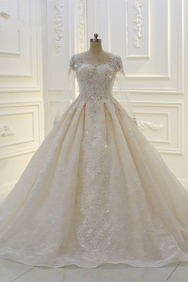 Image from: BM BRIDAL I Luxury Ball Gown Jewel Tulle Wedding Dress Long Sleeves Lace 