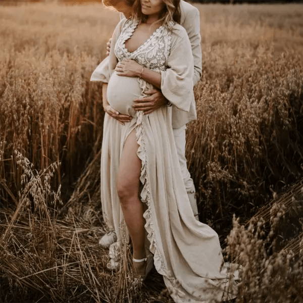 Image from: Lukalula l Maternity Off-White V-Neck Backless Photoshoot Dress