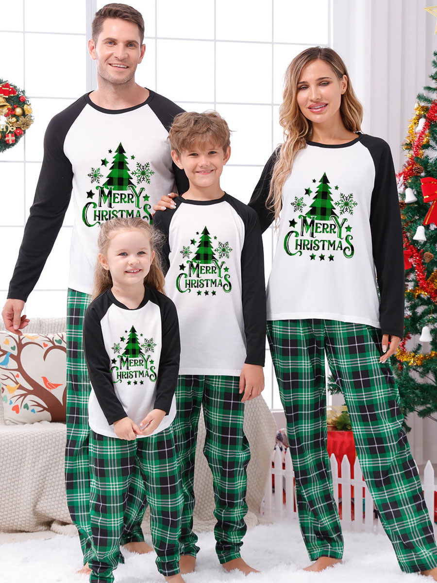 Adult's Toddler's Christmas Pattern Plaid Pants Top Sets