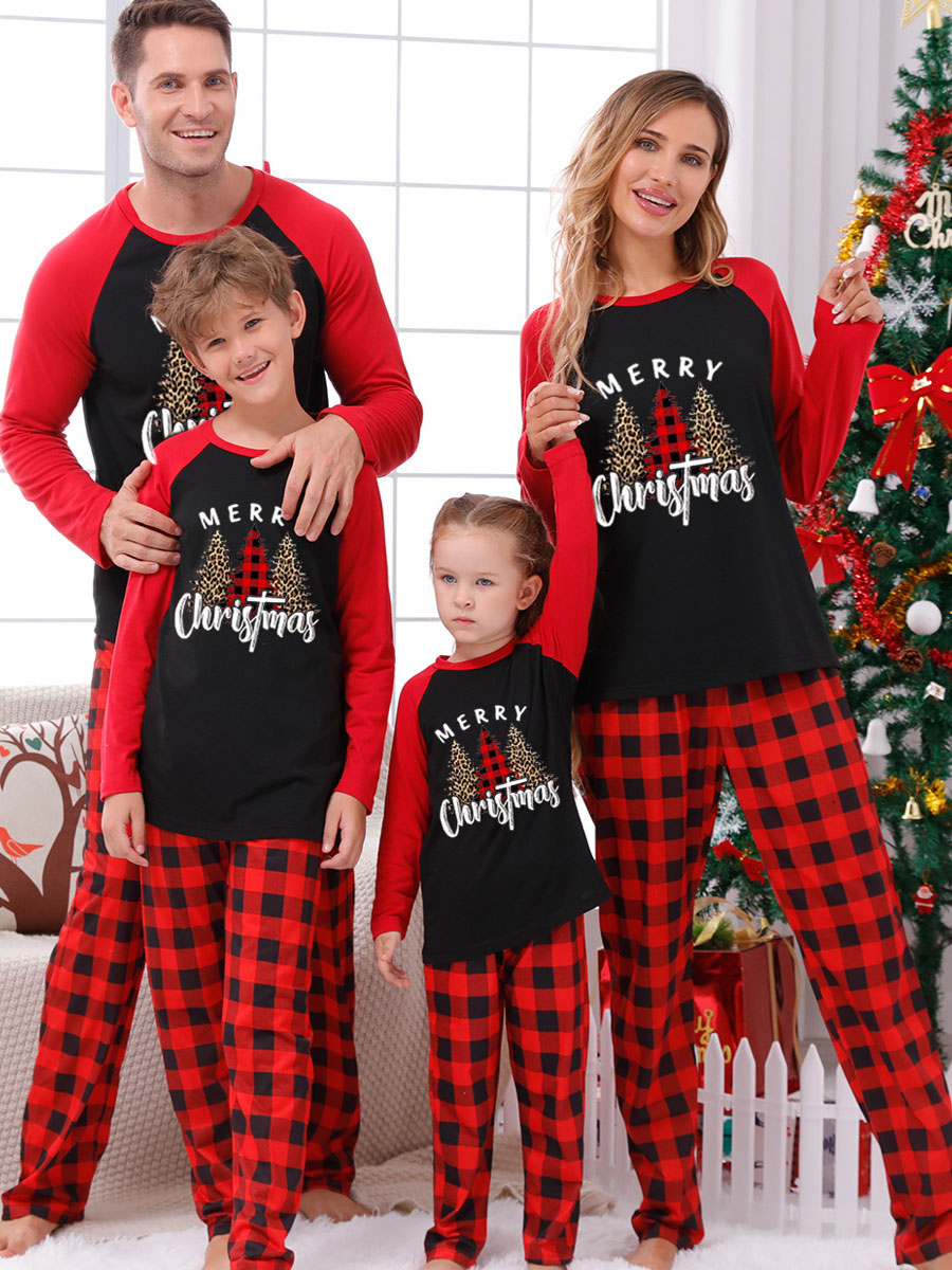  Family Pajamas Kid's Toddler's Plaid Pattern Pants Top Sets 