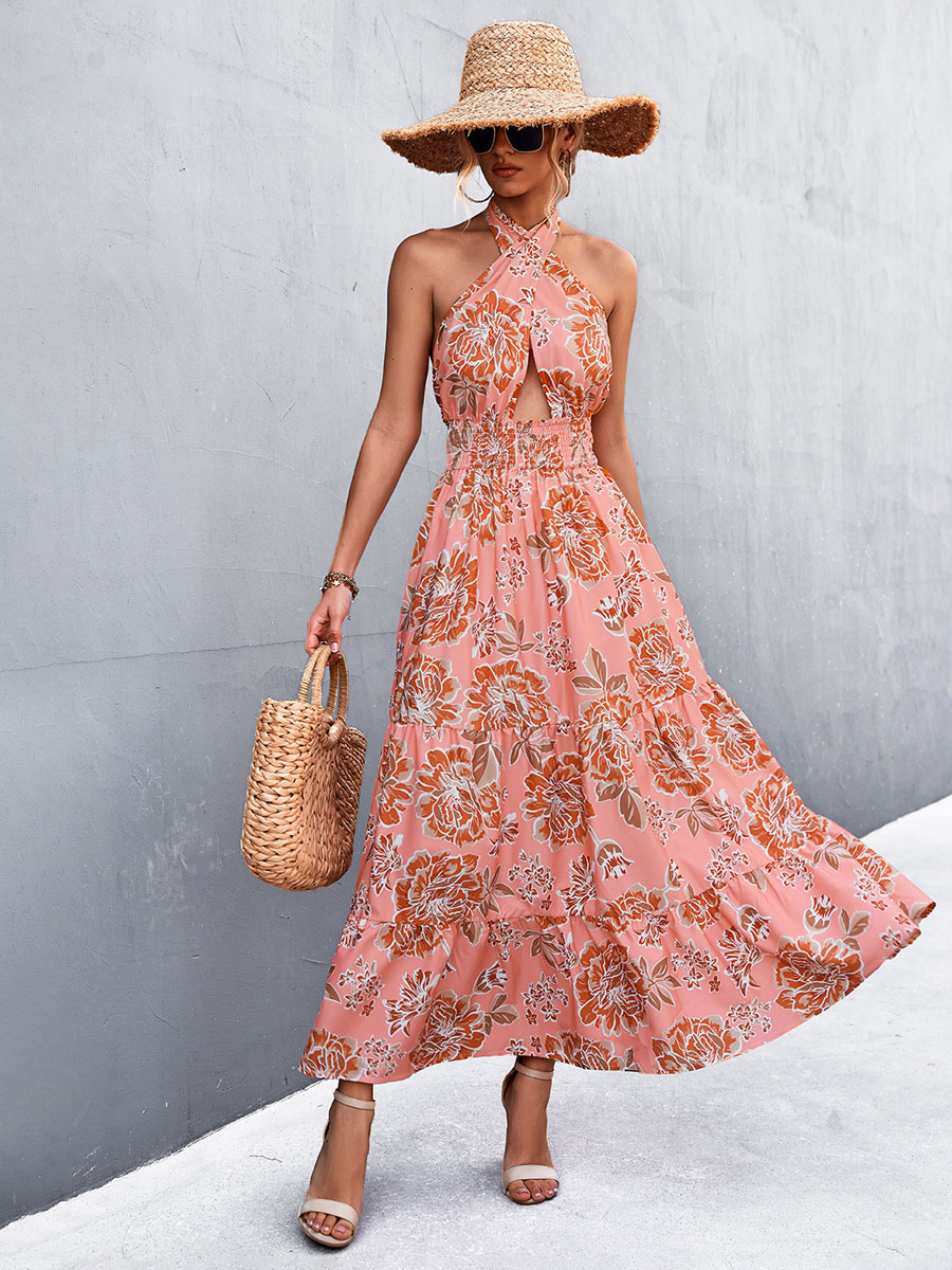 Image from: Milanoo l Maxi Dress Sleeveless Floral Print Backless Floor Length Dress