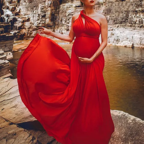  Maternity Red Classy Fashion Evening Dress