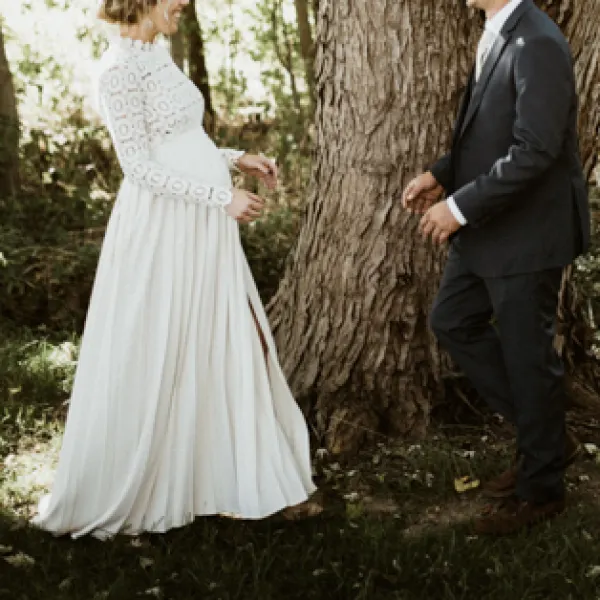 Maternity White Lace Pleated Photoshoot Dress