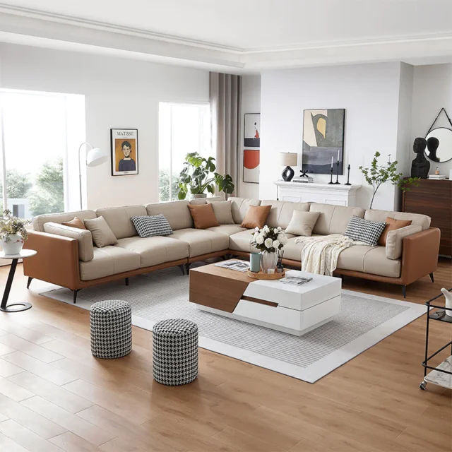 Image From: 25Home - All-Leather Sectional Corner Sofa