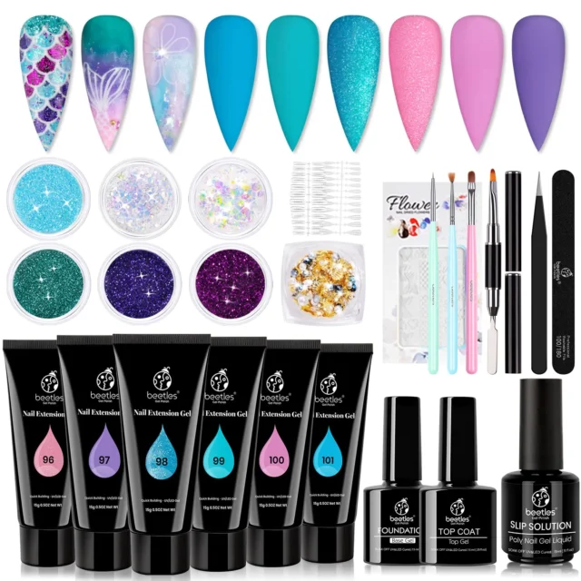 6 Colors Poly Extension Gel with Glitters