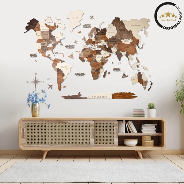 Image from enjoythewood.com -  3D Wall World Map