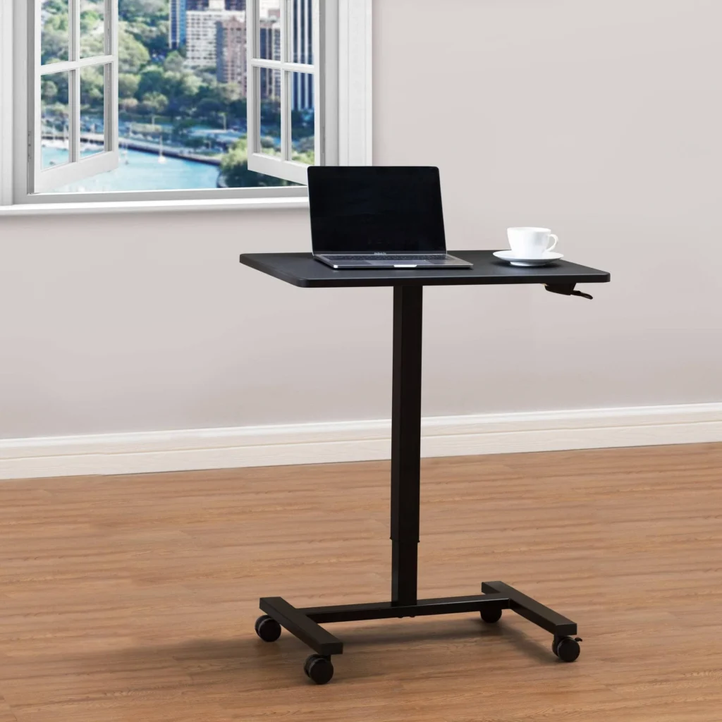 Image from sunjoyshop.com - Black Adjustable Office Mobile Desk Cart With Locking Casters