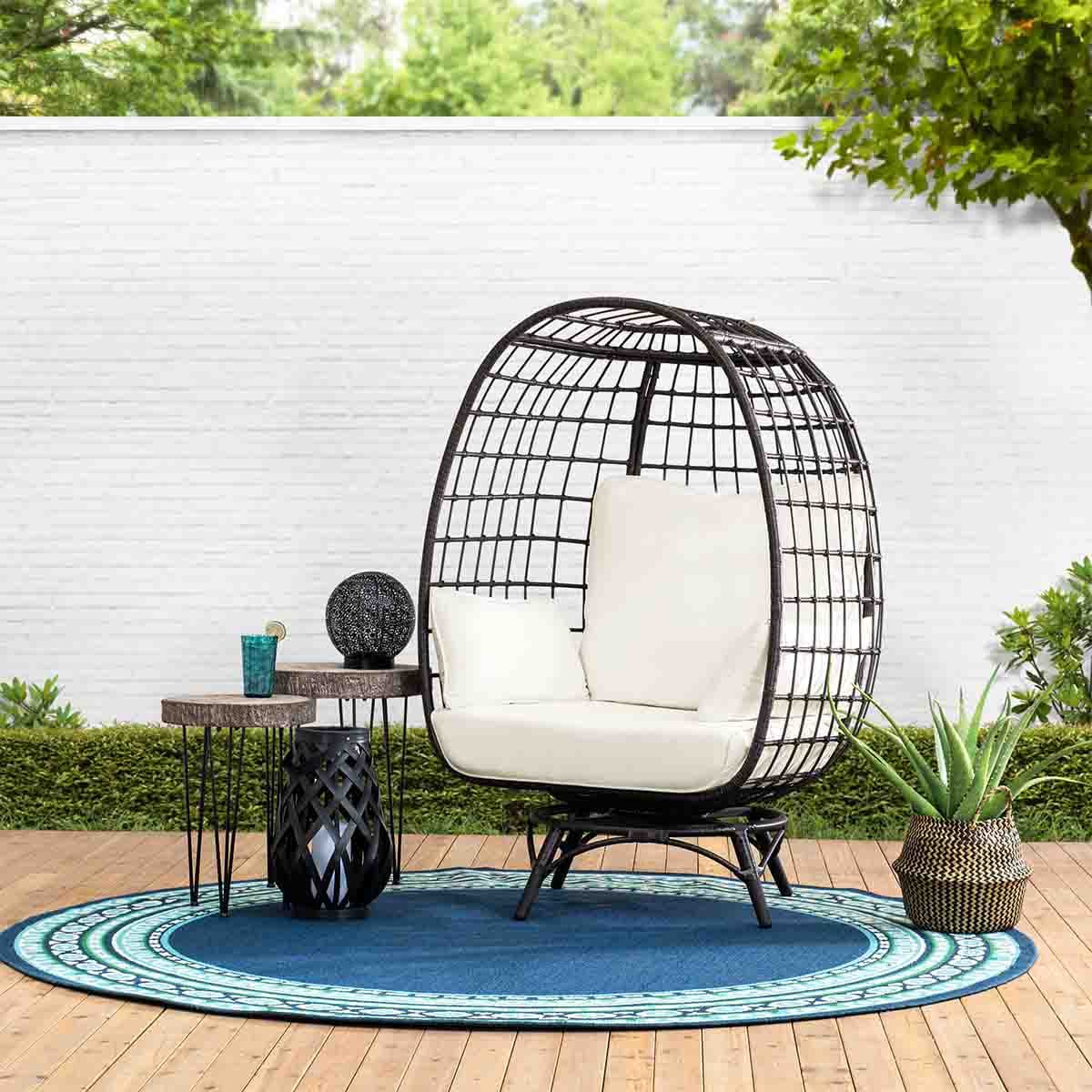 Image From Sunjoy Shop. Metal Frame Swivel Egg Cuddle Chair with Cushions