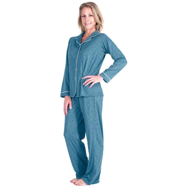 Button Front Pajama Set - Sleepwear 