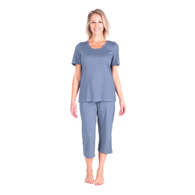 Scoop Neck Drawsting Capri Pajama Set - Sleepwear