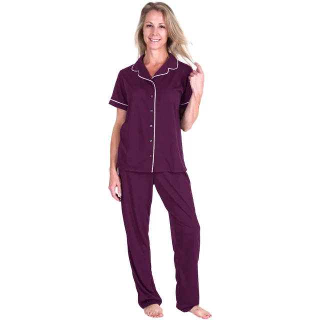 Short Sleeve Button Front Pajama St - Sleepwear