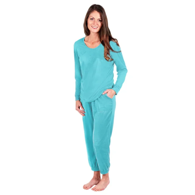 Long Sleeve Cuffed Pajama Set - Comfortable Sleepwear