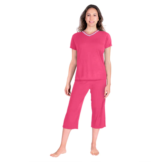 Women's Moisture Wicking V-Neck Capri Set