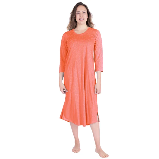  Long Scoop Neck Nightgown with 3/4 Sleeves