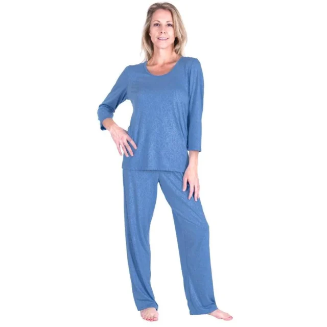 Scoop Neck Pajama Set - 3/4 Sleeves