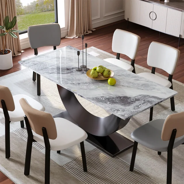Image from 25home.com- Marble Dining Table With U-Shaped Base