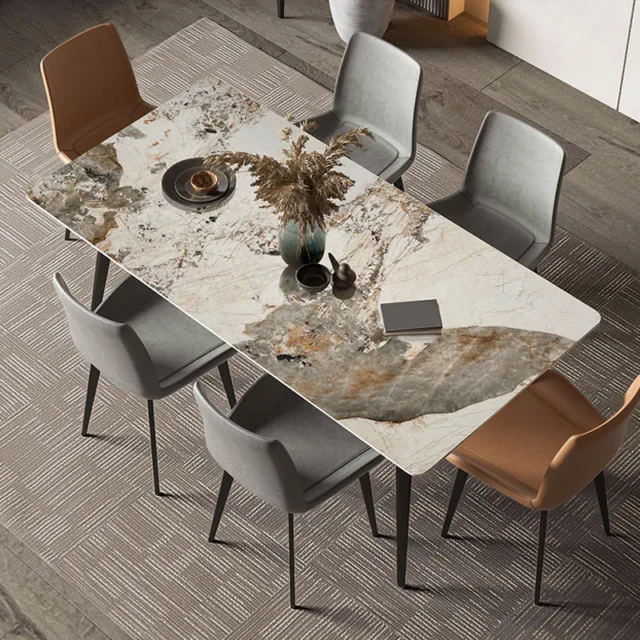 Image from 25home.com - Rectangular Pandora Sintered-Stone Dining Set