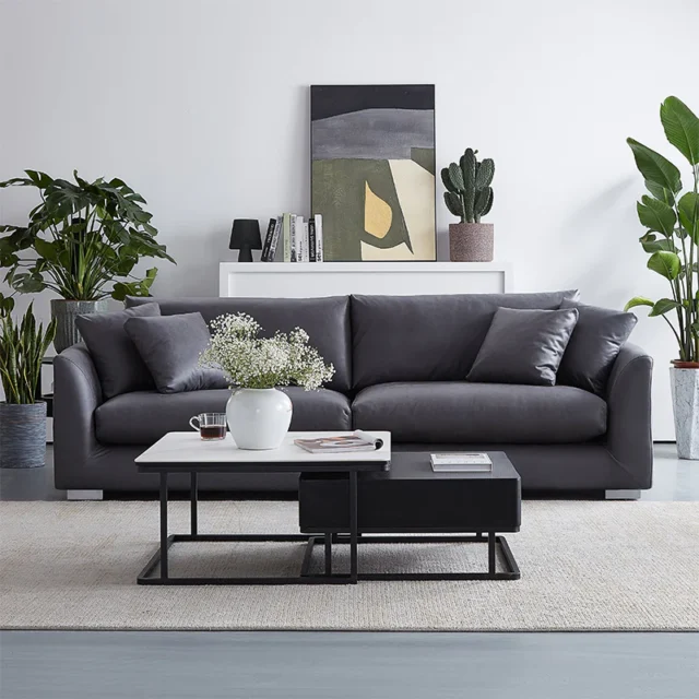 Image From: 25home.com - Black Feathers Loveseat And Ottoman
