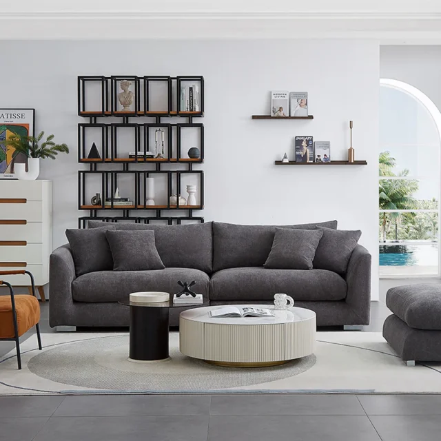 Image From: 25home.com - Grey Polyester Feathers Loveseat And Ottoman