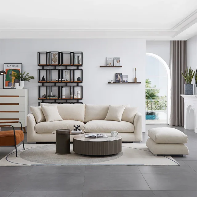 Image From: 25home.com - Aalto Boutique Beige Feathers Loveseat And Ottoman