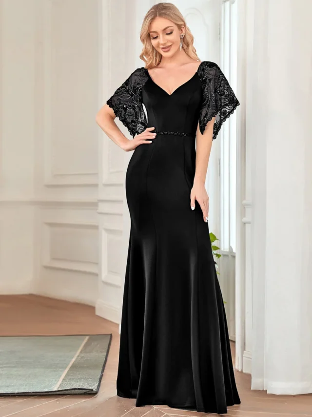 Image From: ever-pretty.com - Sexy V-Neck Maxi Bodycon Dress With Flare Sleeves