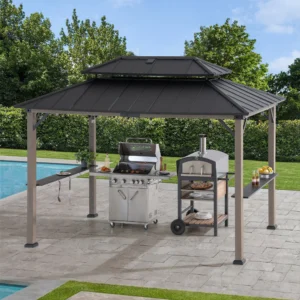 Image From: sunjoyshop.com - bbq Grill Gazebo Cedar Frame Hardtop 8x12"